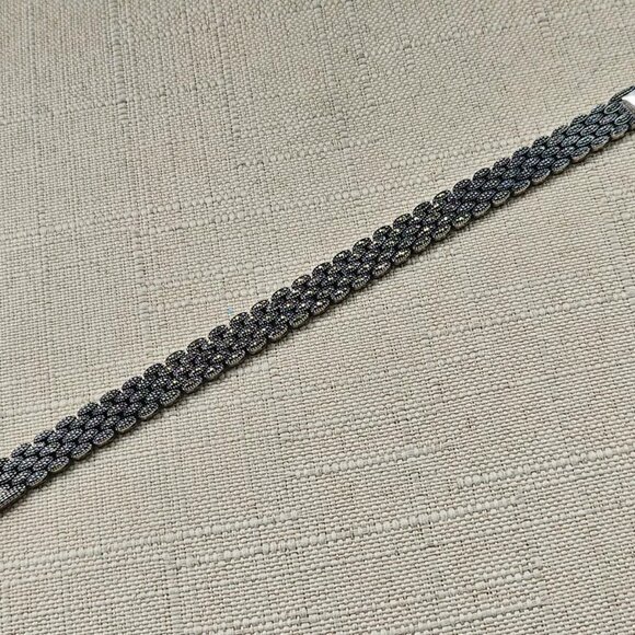 Elgin Bracelet Black Tone Chain Gold Tone small crystal Accent Size 6.5 inches - Picture 4 of 11